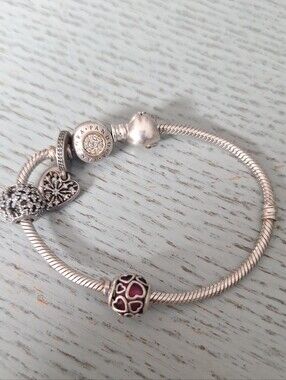 Pandora Sterling Silver Bracelet with Pink Heart Charm